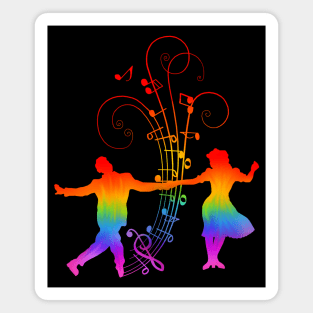 1940s Rainbow Swing Dancers Silhouettes Magnet
